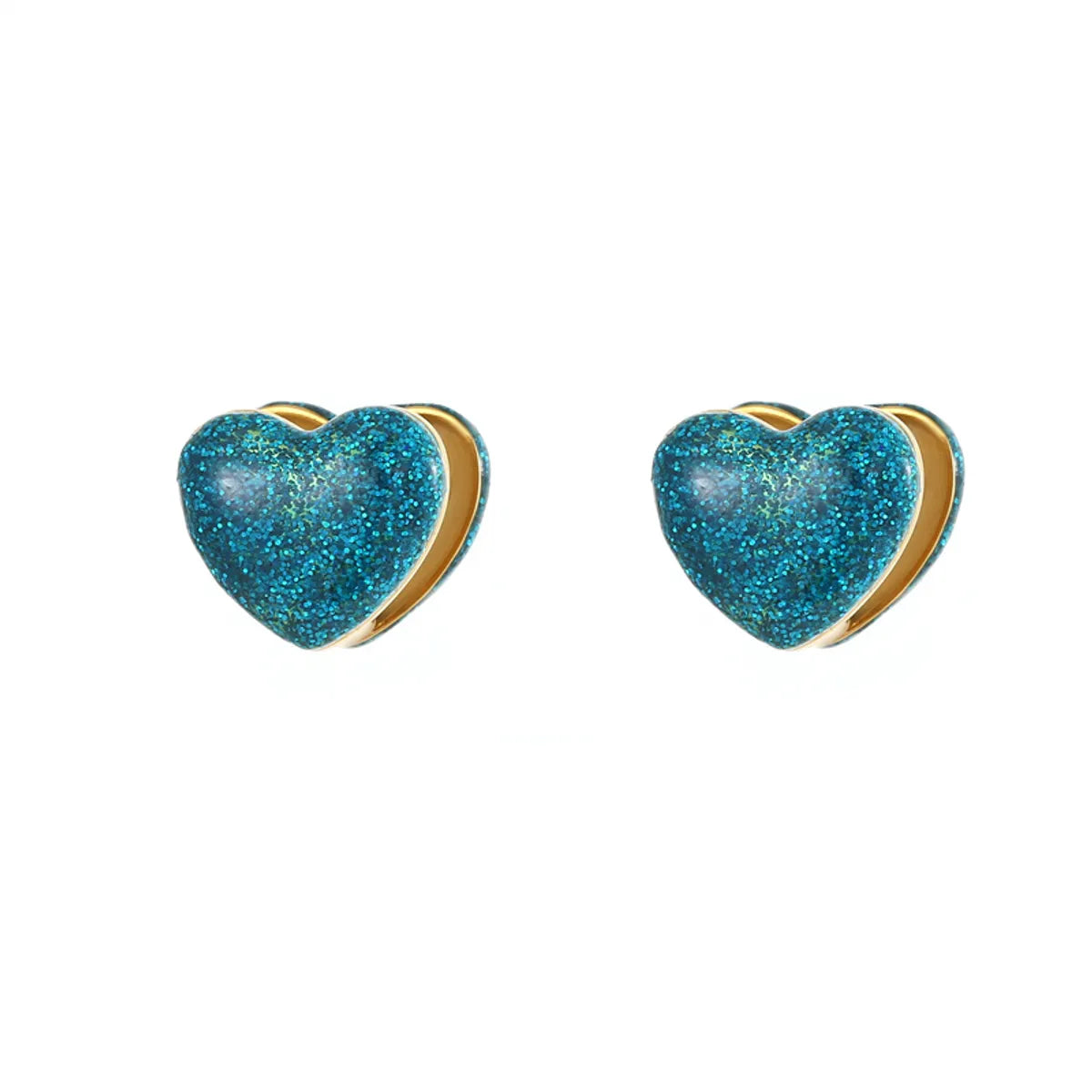 1 Pair Casual Simple Style Classic Style Heart Shape Epoxy Plating Stainless Steel Resin Titanium Steel Gold Plated Earrings