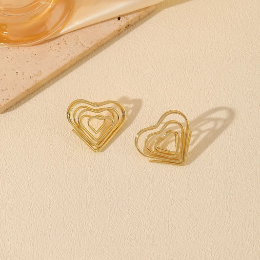 1 Pair Casual Simple Style Classic Style Heart Shape Plating Iron 16K Gold Plated Ear Studs