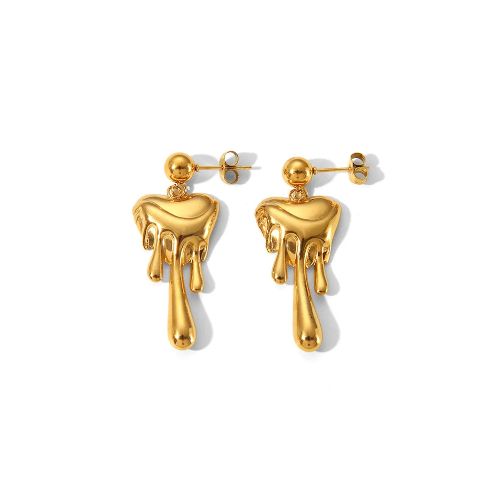 1 Pair Casual Simple Style Classic Style Irregular Human Polishing Plating 201 Stainless Steel 304 Stainless Steel 18K Gold Plated Drop Earrings