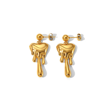 1 Pair Casual Simple Style Classic Style Irregular Human Polishing Plating 201 Stainless Steel 304 Stainless Steel 18K Gold Plated Drop Earrings