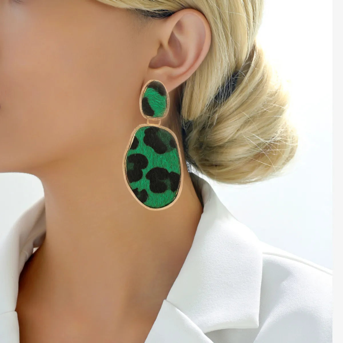 1 Pair Casual Simple Style Classic Style Leopard 304 Stainless Steel Drop Earrings