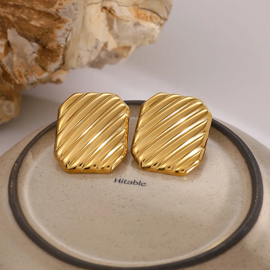 1 Pair Casual Simple Style Classic Style Quadrilateral Plating 304 Stainless Steel 18K Gold Plated Ear Studs