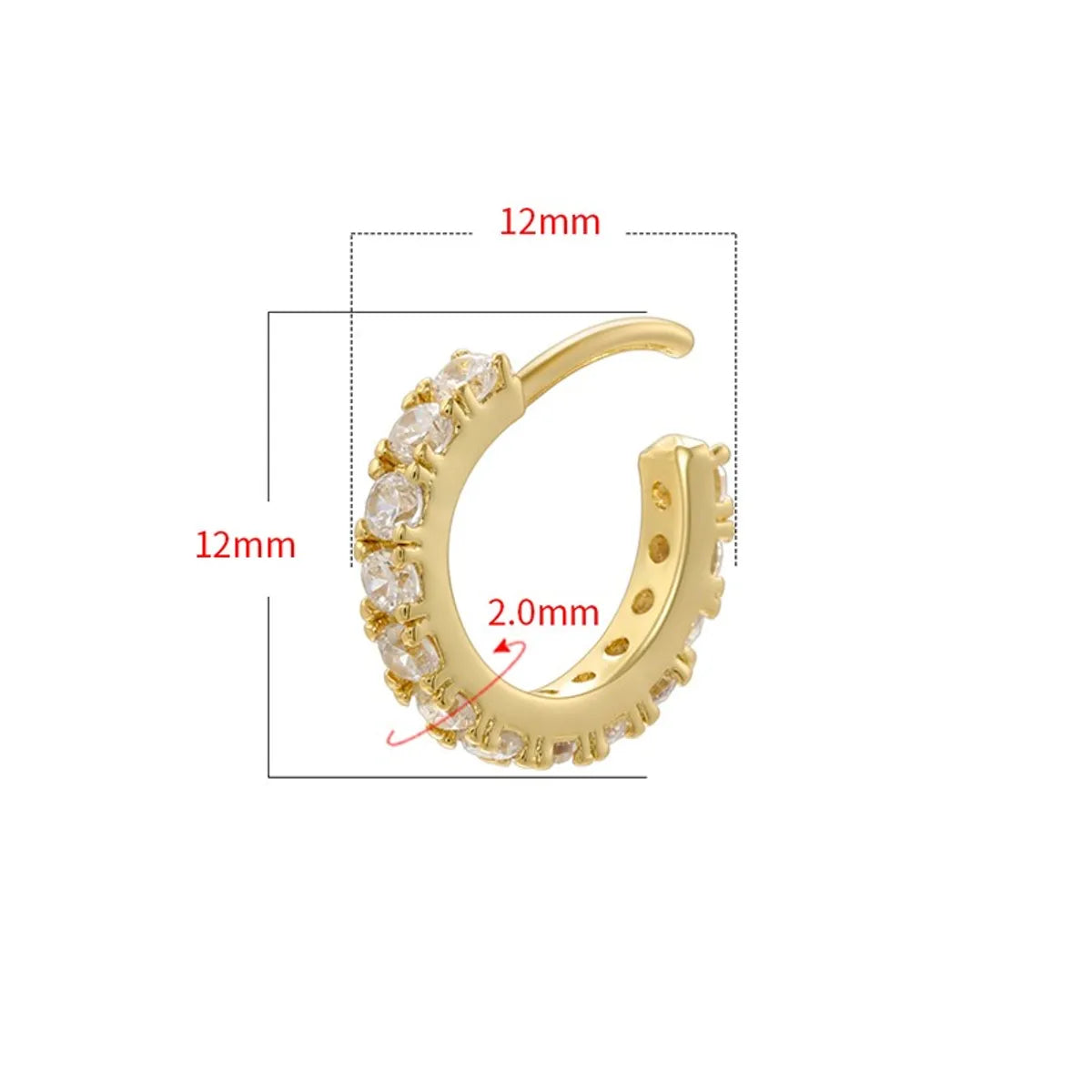 1 Pair Casual Simple Style Classic Style Round Plating Inlay Copper Zircon 18K Gold Plated Earrings