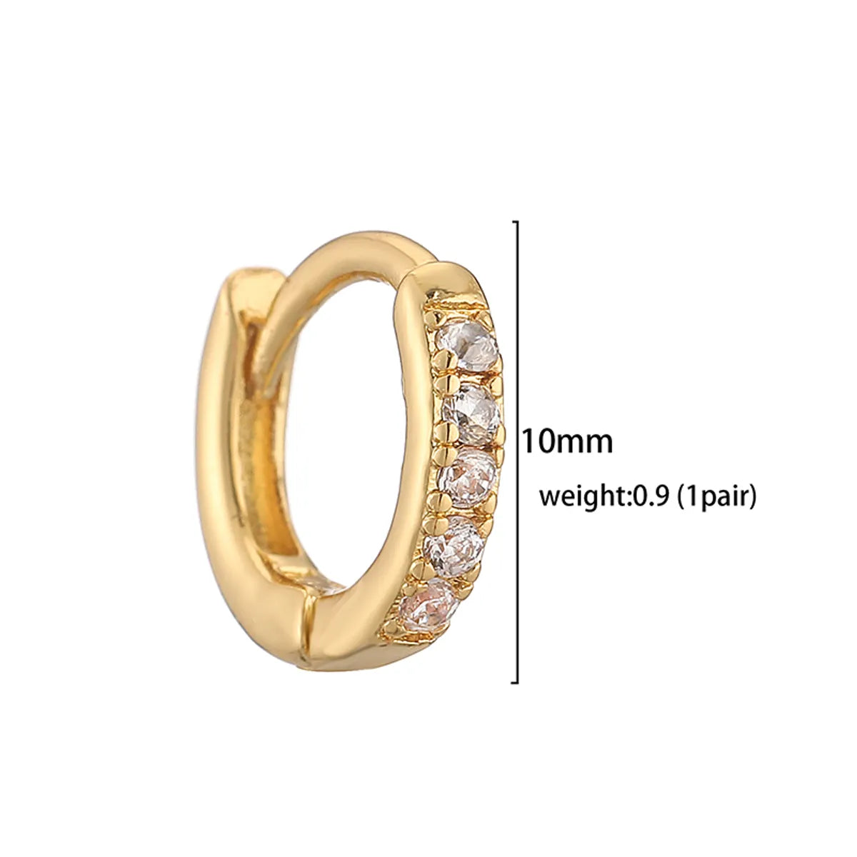 1 Pair Casual Simple Style Classic Style Round Plating Inlay Copper Zircon 18k Gold Plated Hoop Earrings