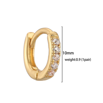 1 Pair Casual Simple Style Classic Style Round Plating Inlay Copper Zircon 18k Gold Plated Hoop Earrings