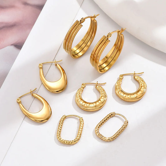 1 Pair Casual Simple Style Classic Style Round Stainless Steel Earrings