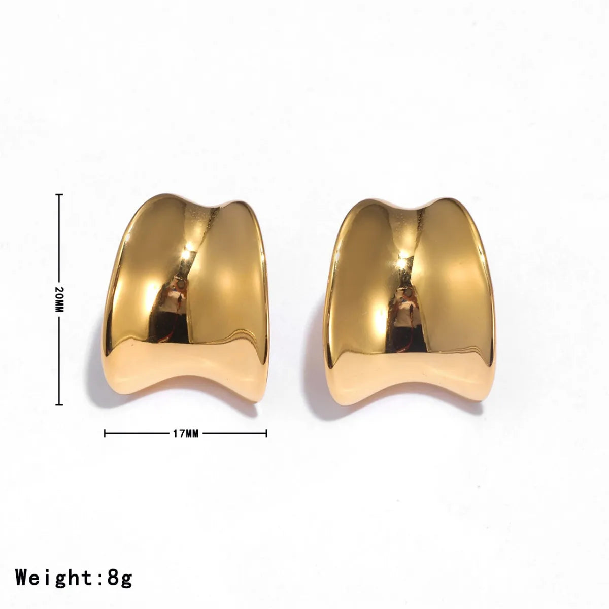 1 Pair Casual Simple Style Classic Style Solid Color Plating 304 Stainless Steel 18K Gold Plated Ear Studs