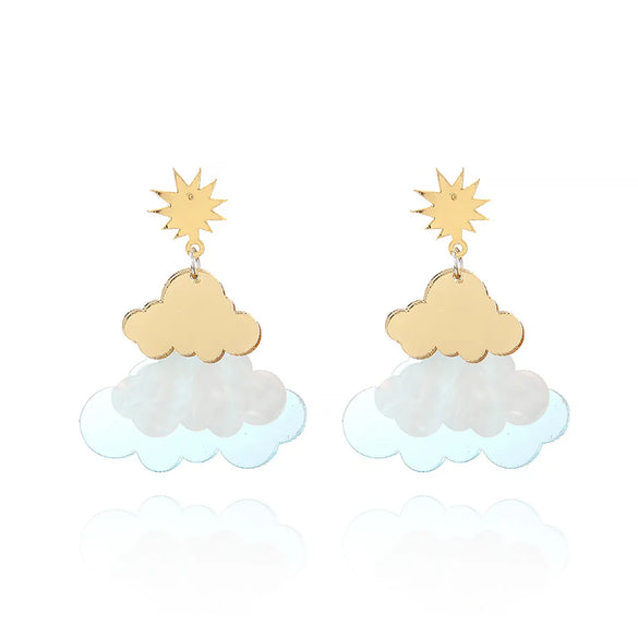 1 Pair Casual Simple Style Clouds Patchwork Arylic Drop Earrings