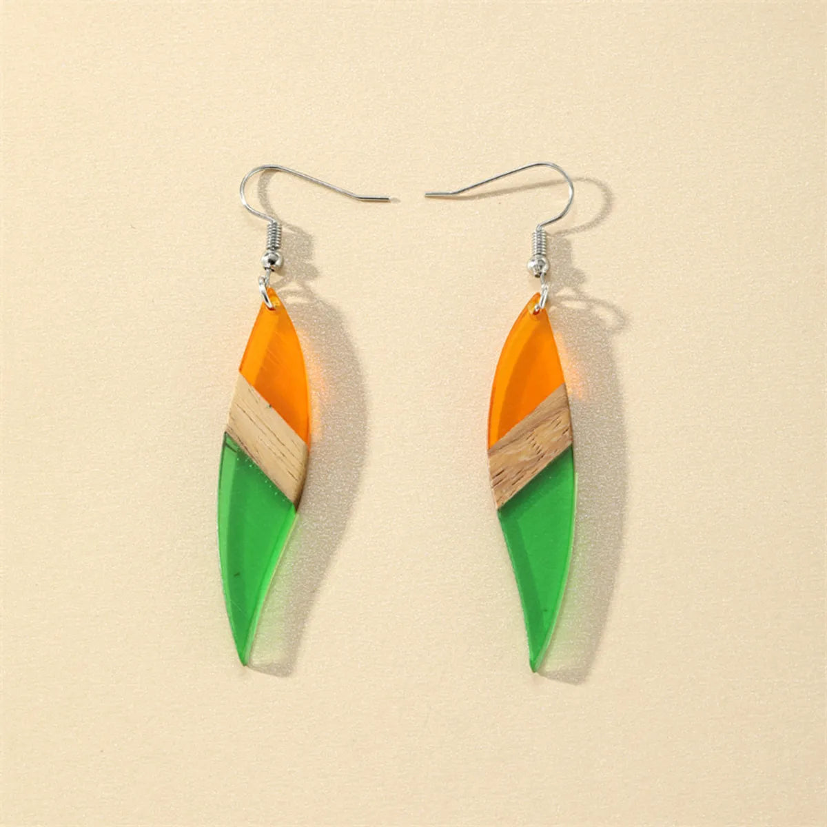 1 Pair Casual Simple Style Color Block Wood Drop Earrings