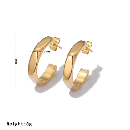 1 Pair Casual Simple Style Commute C Shape 304 Stainless Steel White Gold Plated Gold Plated Ear Studs