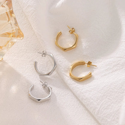 1 Pair Casual Simple Style Commute C Shape 304 Stainless Steel White Gold Plated Gold Plated Ear Studs