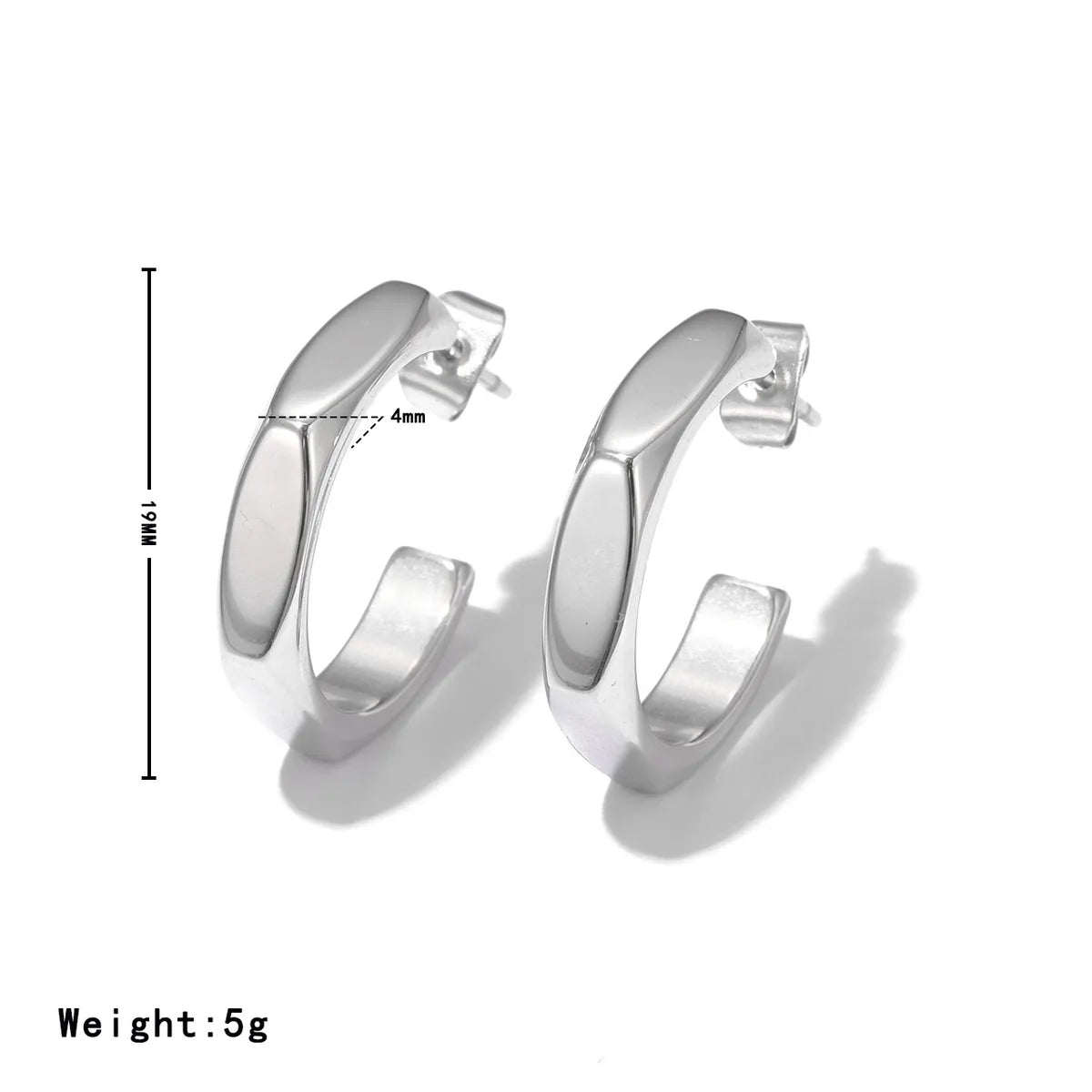 1 Pair Casual Simple Style Commute C Shape 304 Stainless Steel White Gold Plated Gold Plated Ear Studs