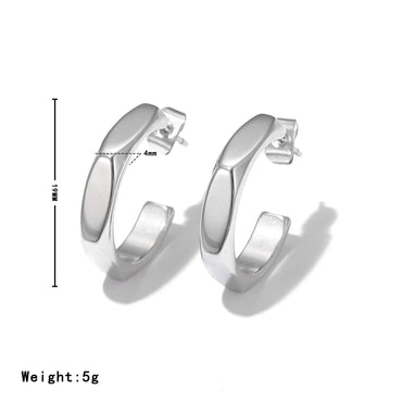 1 Pair Casual Simple Style Commute C Shape 304 Stainless Steel White Gold Plated Gold Plated Ear Studs