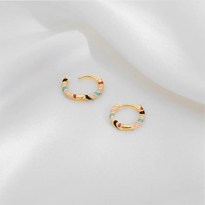 1 Pair Casual Simple Style Commute Circle Round Painted Enamel Copper Earrings