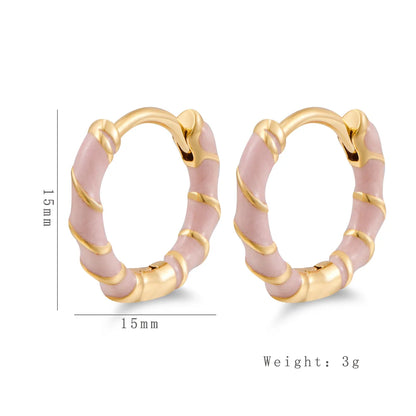 1 Pair Casual Simple Style Commute Circle Round Painted Enamel Copper Gold Plated Earrings