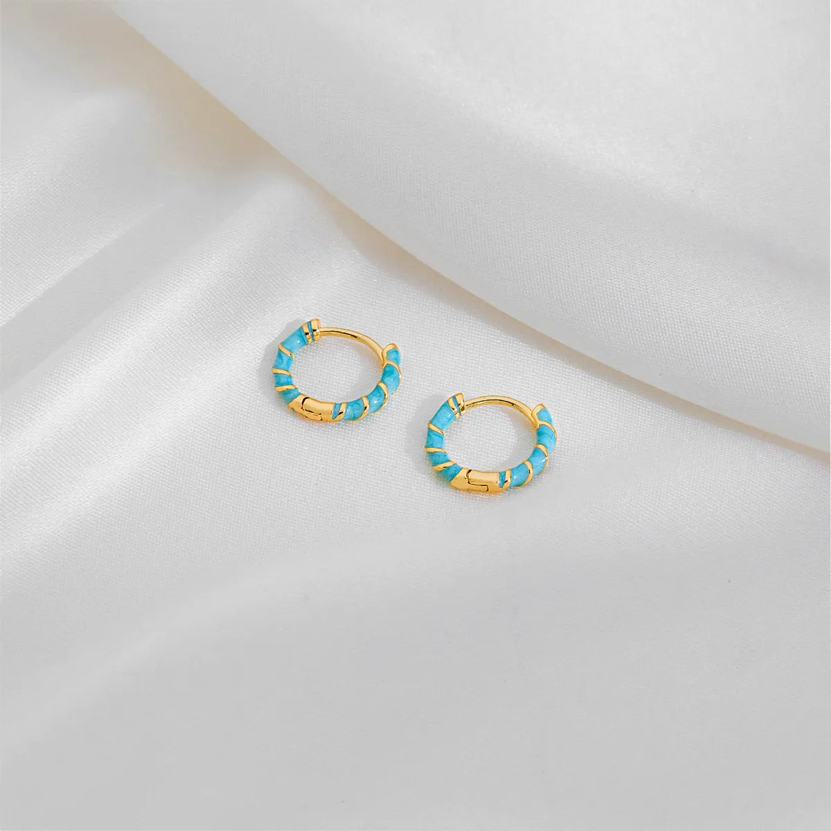 1 Pair Casual Simple Style Commute Circle Round Painted Enamel Copper Gold Plated Earrings