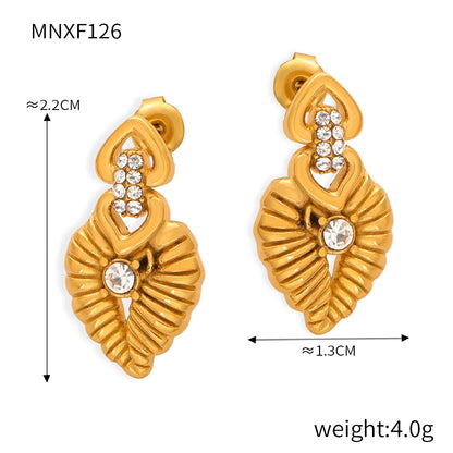 1 Pair Casual Simple Style Commute Flower Plating Inlay Titanium Steel Rhinestones 18K Gold Plated Ear Studs