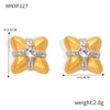 1 Pair Casual Simple Style Commute Flower Plating Inlay Titanium Steel Rhinestones 18K Gold Plated Ear Studs