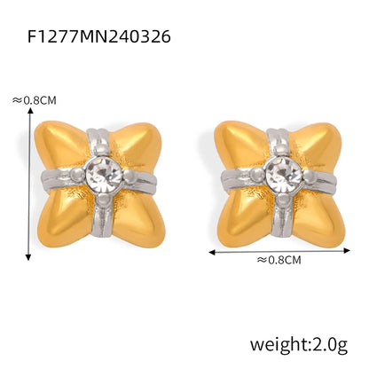 1 Pair Casual Simple Style Commute Flower Plating Inlay Titanium Steel Rhinestones 18K Gold Plated Ear Studs