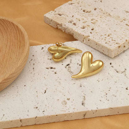 1 Pair Casual Simple Style Commute Heart Shape Polishing Plating 304 Stainless Steel 18K Gold Plated Ear Studs