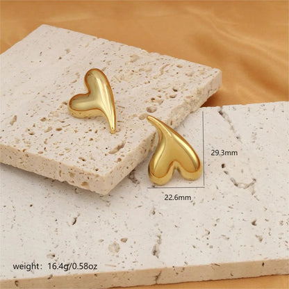 1 Pair Casual Simple Style Commute Heart Shape Polishing Plating 304 Stainless Steel 18K Gold Plated Ear Studs