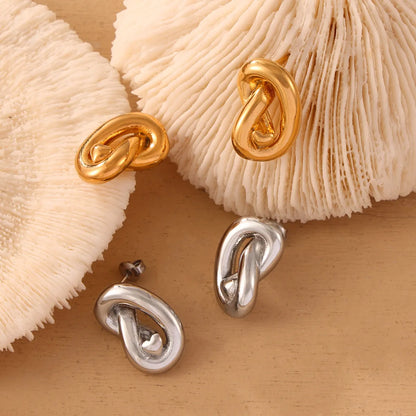 1 Pair Casual Simple Style Commute Knot Titanium Steel 18K Gold Plated Ear Studs