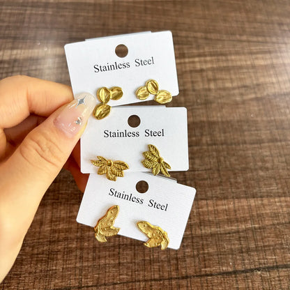 1 Pair Casual Simple Style Commute Leaves Flower 304 Stainless Steel 18K Gold Plated Ear Studs