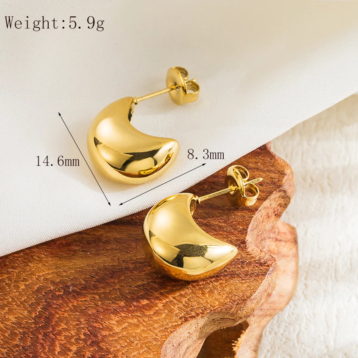 1 Pair Casual Simple Style Commute Round Solid Color Plating 304 Stainless Steel 18K Gold Plated Ear Studs