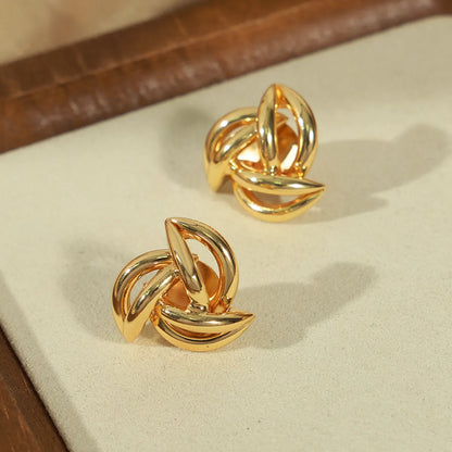 1 Pair Casual Simple Style Commute Solid Color Plating Hollow Out Copper 18k Gold Plated Ear Studs