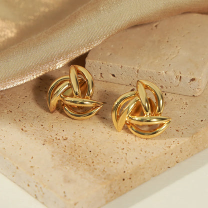 1 Pair Casual Simple Style Commute Solid Color Plating Hollow Out Copper 18k Gold Plated Ear Studs