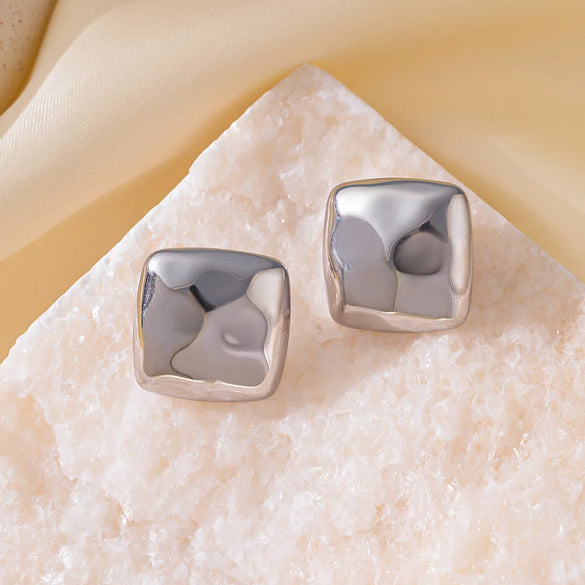 1 Pair Casual Simple Style Commute Square Polishing Plating 304 Stainless Steel 18K Gold Plated Ear Studs