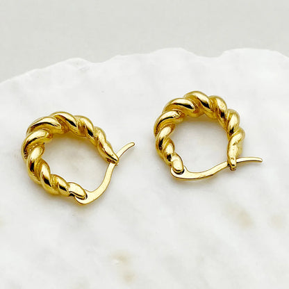 1 Pair Casual Simple Style Commute Twist Plating Stainless Steel Gold Plated Ear Studs