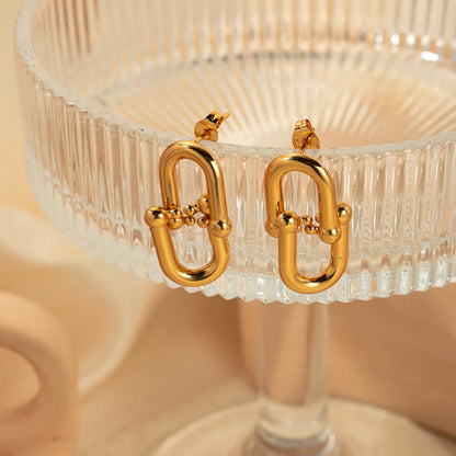 1 Pair Casual Simple Style Commute U Shape Plating Hollow Out 304 Stainless Steel 14K Gold Plated Ear Studs