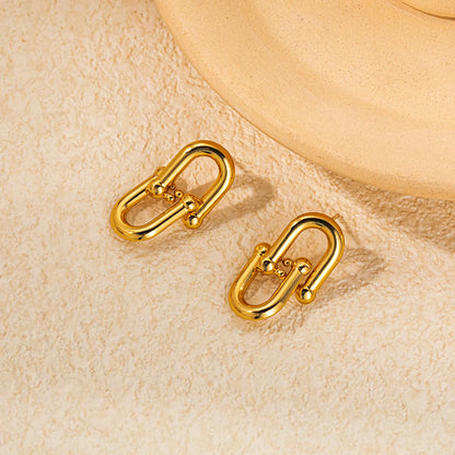 1 Pair Casual Simple Style Commute U Shape Plating Hollow Out 304 Stainless Steel 14K Gold Plated Ear Studs