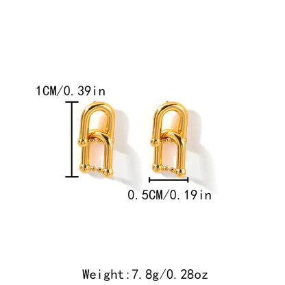 1 Pair Casual Simple Style Commute U Shape Plating Hollow Out 304 Stainless Steel 14K Gold Plated Ear Studs