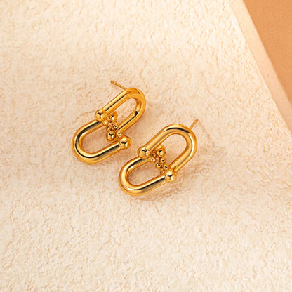 1 Pair Casual Simple Style Commute U Shape Plating Hollow Out 304 Stainless Steel 14K Gold Plated Ear Studs