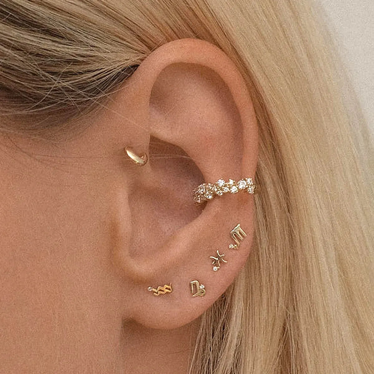 1 Pair Casual Simple Style Constellation Plating Inlay Stainless Steel Zircon 18k Gold Plated Ear Studs