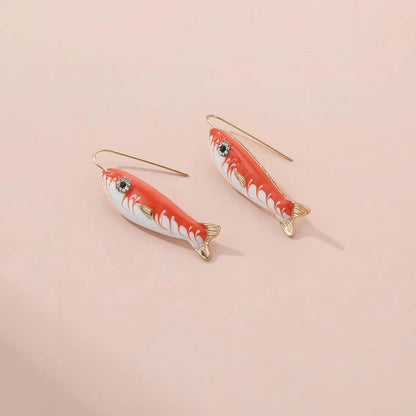 1 Pair Casual Simple Style Fish Inlay Alloy Rhinestones Drop Earrings