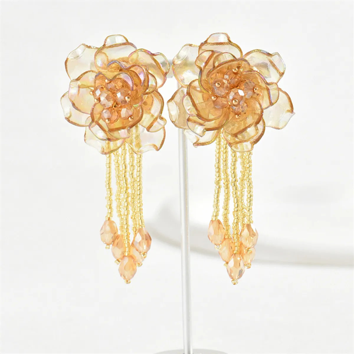 1 Pair Casual Simple Style Flower Alloy Glass Drop Earrings Ear Studs