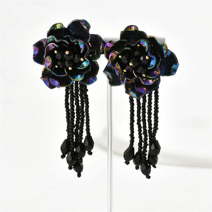 1 Pair Casual Simple Style Flower Alloy Glass Drop Earrings Ear Studs