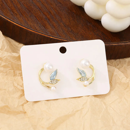 1 Pair Casual Simple Style Flower Bow Knot Inlay Alloy Rhinestones Earrings