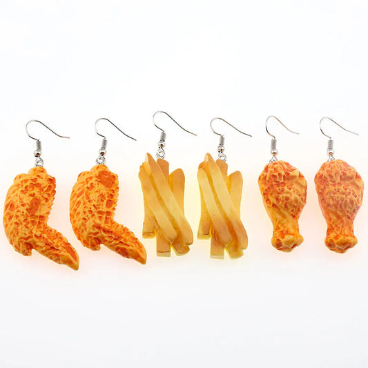 1 Pair Casual Simple Style French Fries Chicken Wings Chicken Alloy Resin Drop Earrings