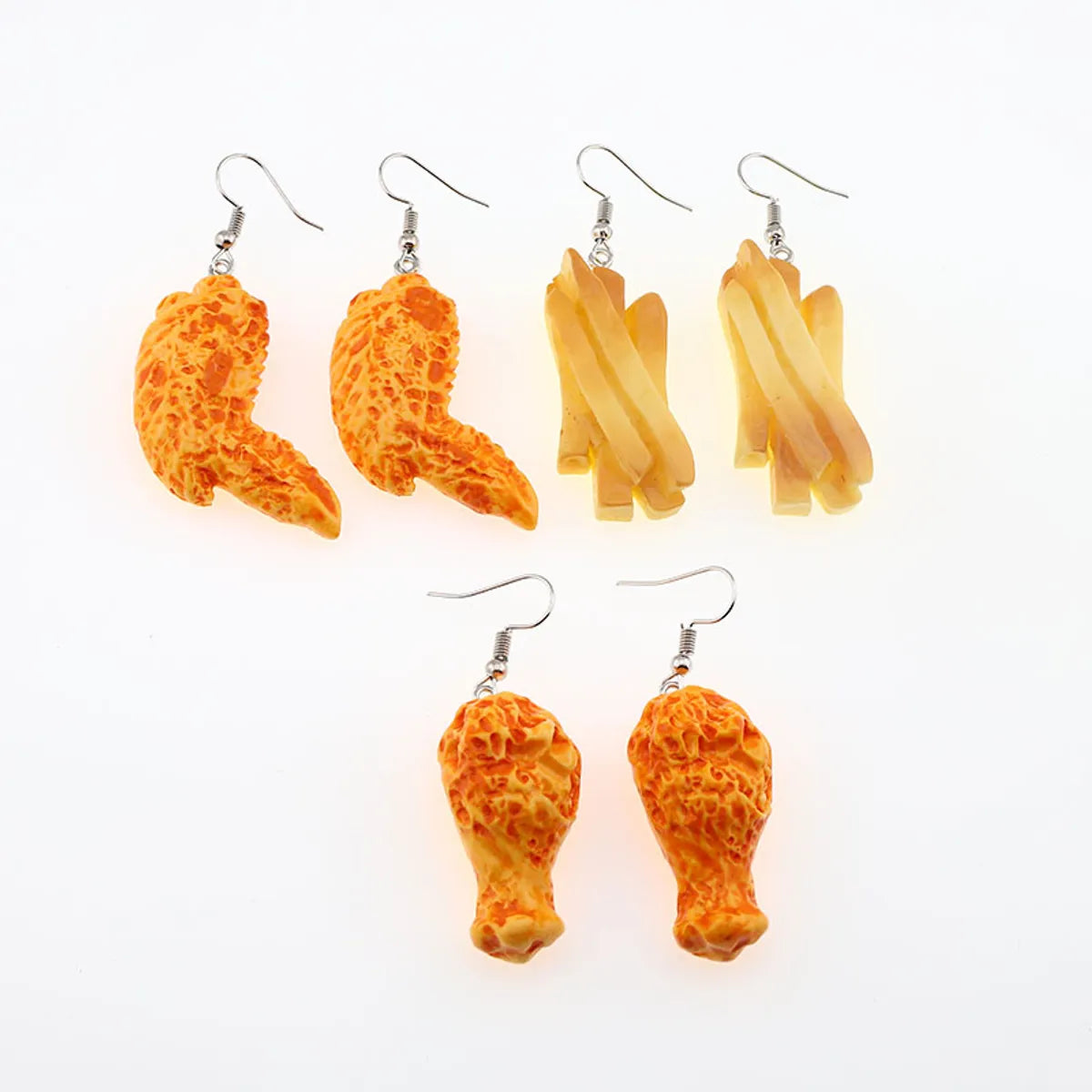 1 Pair Casual Simple Style French Fries Chicken Wings Chicken Alloy Resin Drop Earrings