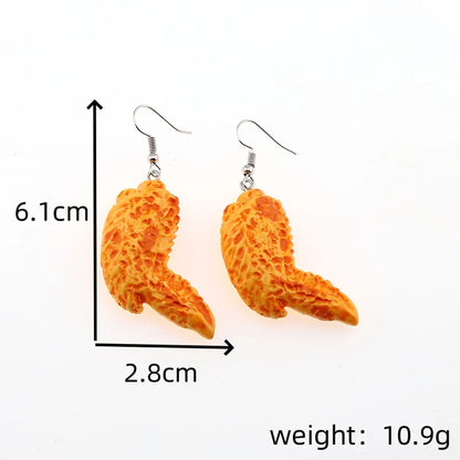 1 Pair Casual Simple Style French Fries Chicken Wings Chicken Alloy Resin Drop Earrings