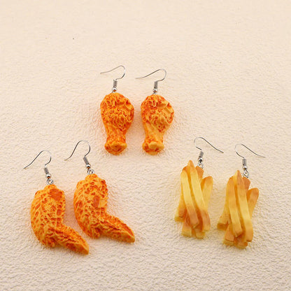 1 Pair Casual Simple Style French Fries Chicken Wings Chicken Alloy Resin Drop Earrings