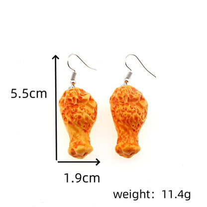 1 Pair Casual Simple Style French Fries Chicken Wings Chicken Alloy Resin Drop Earrings