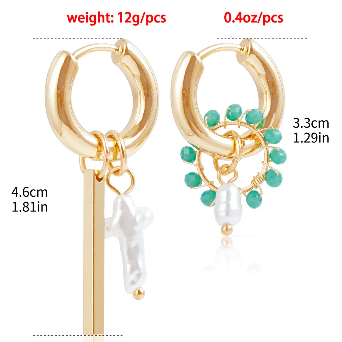 1 Pair Casual Simple Style Geometric Cross Plating Alloy Earrings