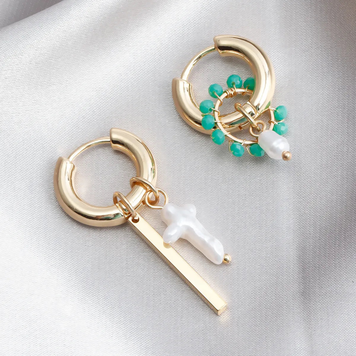 1 Pair Casual Simple Style Geometric Cross Plating Alloy Earrings