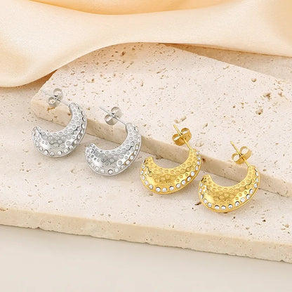 1 Pair Casual Simple Style Geometric Inlay 304 Stainless Steel Zircon 18K Gold Plated Ear Studs