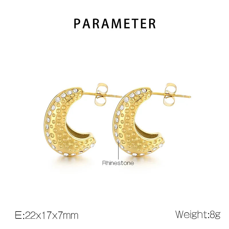 1 Pair Casual Simple Style Geometric Inlay 304 Stainless Steel Zircon 18K Gold Plated Ear Studs